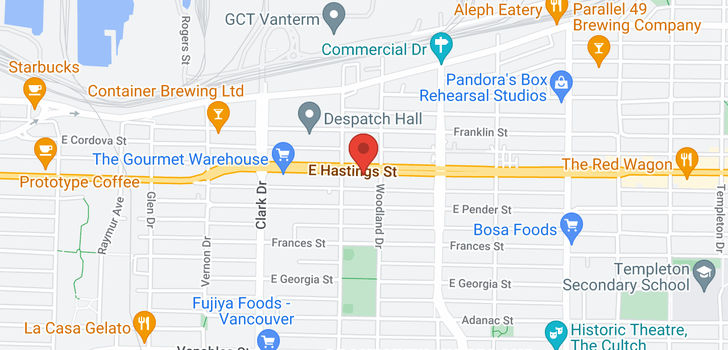 map of 331 1588 E HASTINGS STREET